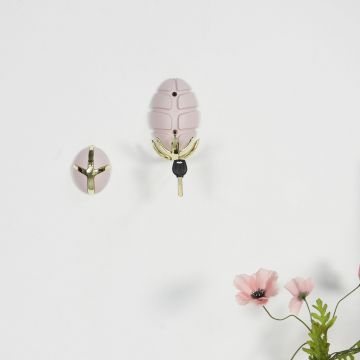 Spinder Design TICK Wandkapstok - Pale Pink / Goud