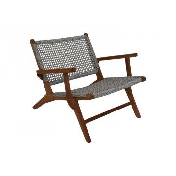 HSM Collection-Tuinstoel Rio Met Armleuning-80x80x67-Naturel/Grijs-Teak/Bananenblad