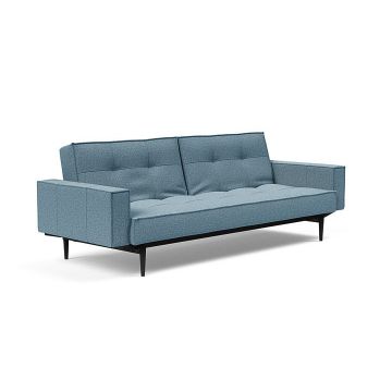 Innovation Living Sofa Bed 115 Splitback Styletto Black Wood Arms