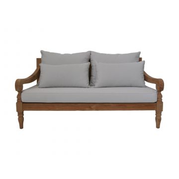 HSM Collection-Tuin Lounge Bank Bahama 2,5 Zits-150x95x80-Naturel/Wit-Teak/Stof